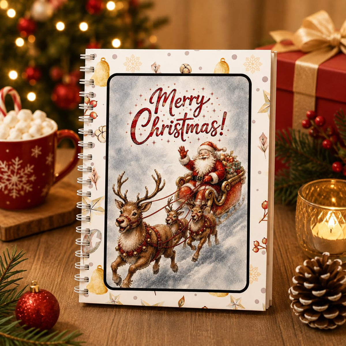 Christmas reindeer and sleigh pattern Gift Card Book