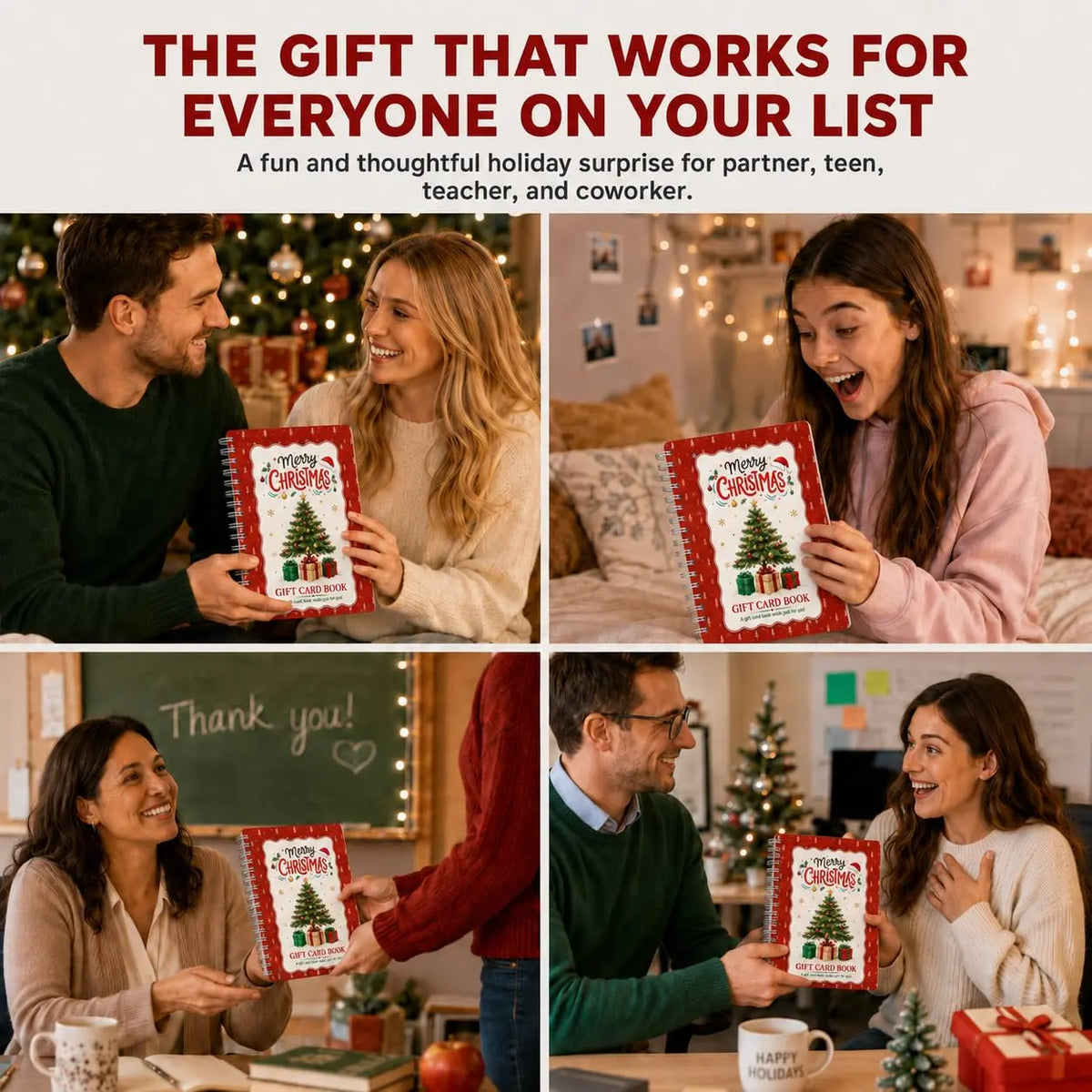 Tree Merry Christmas Gift Card Book For Teens, Christmas Gift Card Holder