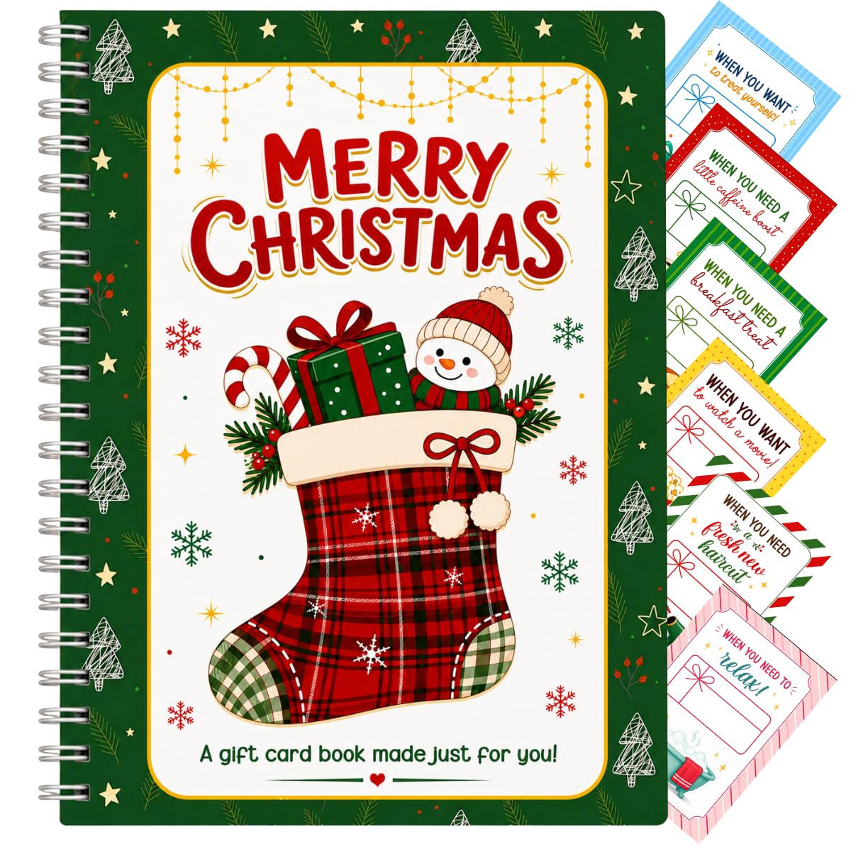 Christmas stocking and snowman patterns gift card book