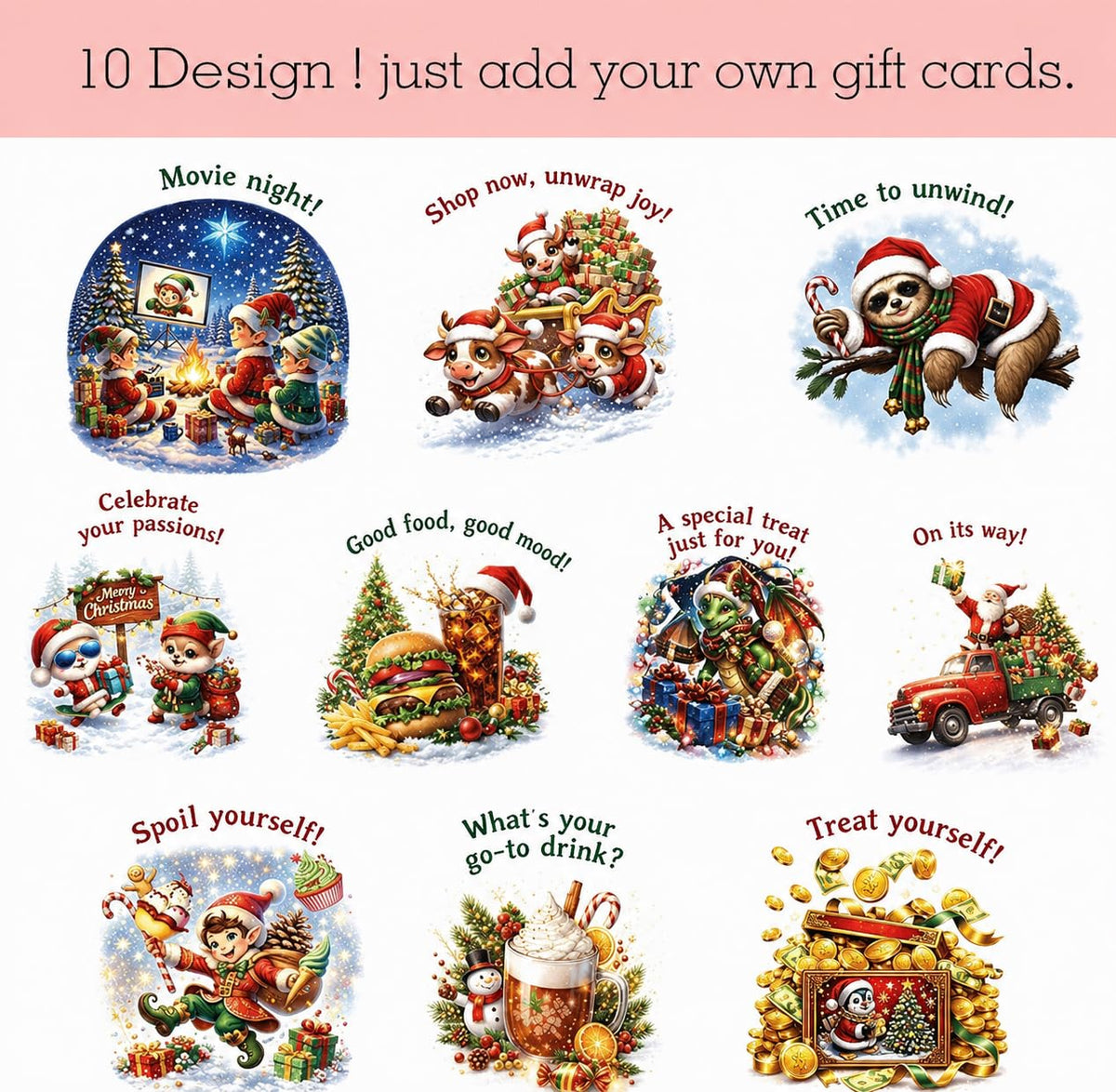 Christmas Gift Card Book for Teens, Santa Merry Christmas Gift Card Holder