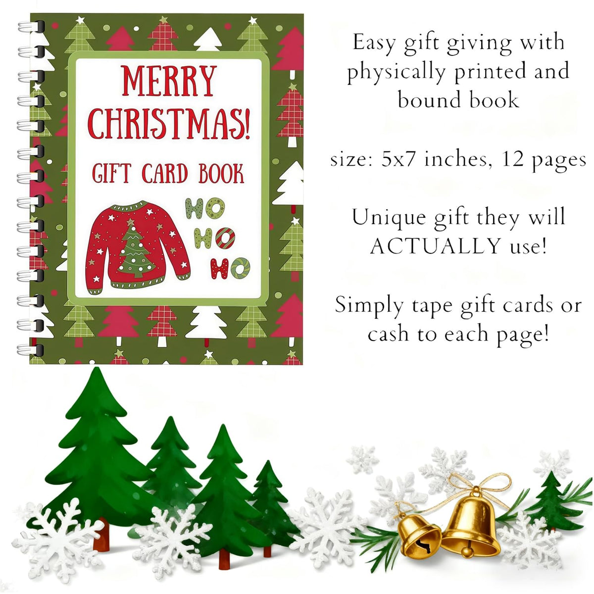 Christmas sweater and Christmas tree patterns Gift Card Book