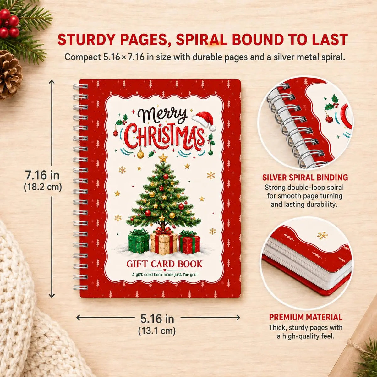 Tree Merry Christmas Gift Card Book For Teens, Christmas Gift Card Holder