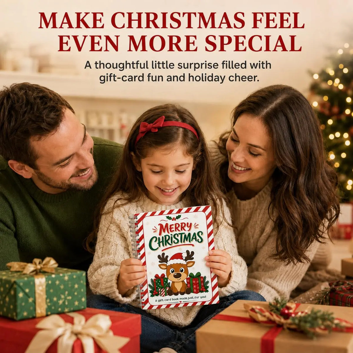 Christmas reindeer and stripe pattern Gift Card Book