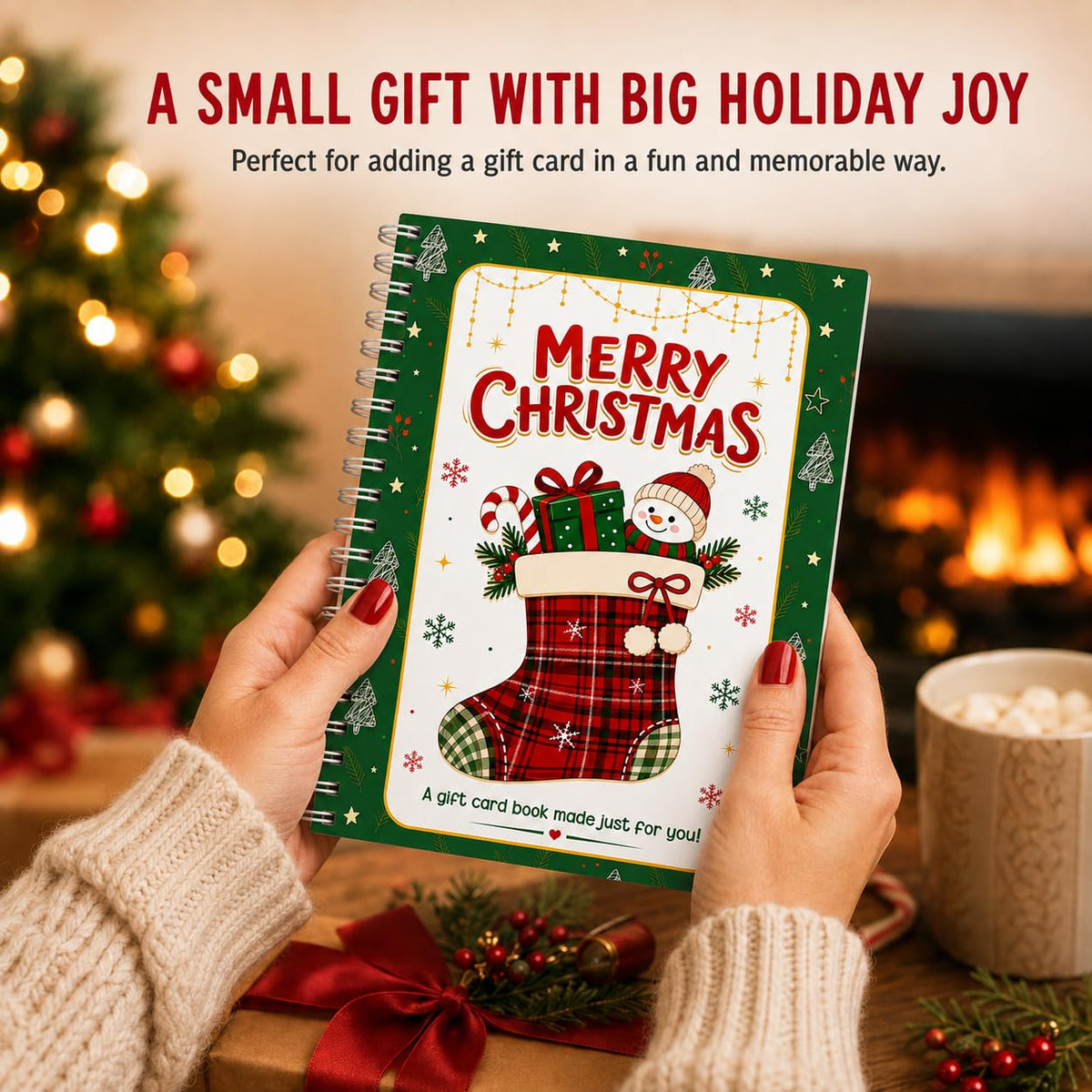 Christmas stocking and snowman patterns gift card book