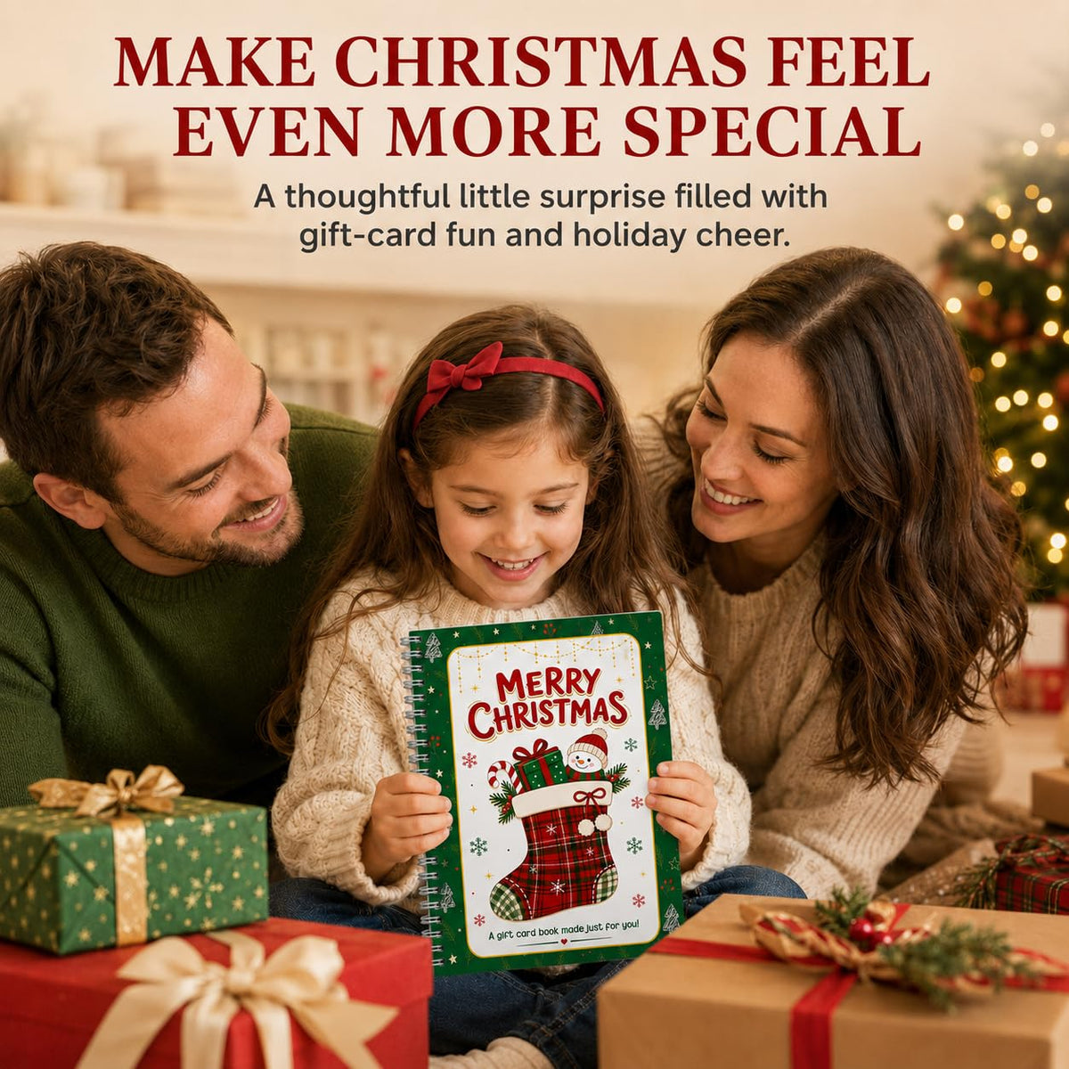 Christmas stocking and snowman patterns gift card book