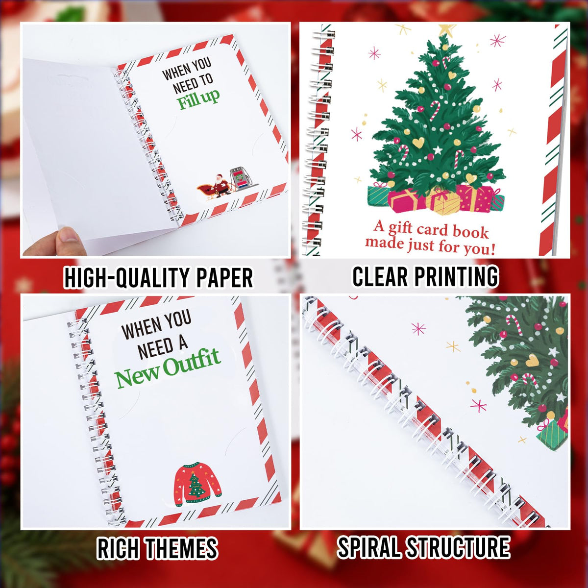 7×5inch Christmas Gift Card Book for Teens Adults Xmas Gift Card Holder