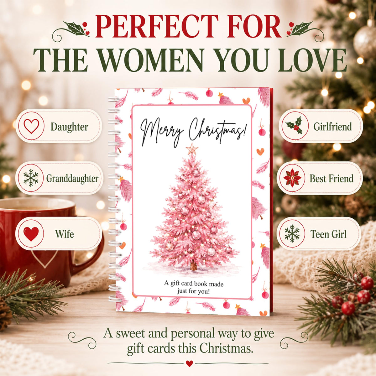 Christmas Gift Card Book for Adults, Teens & Kids, Money Holder for Cash