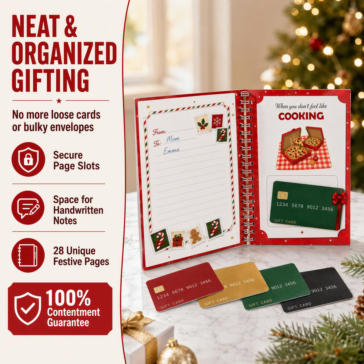 24 Pages Christmas Gift Card Book For Adults Teens (Santa)