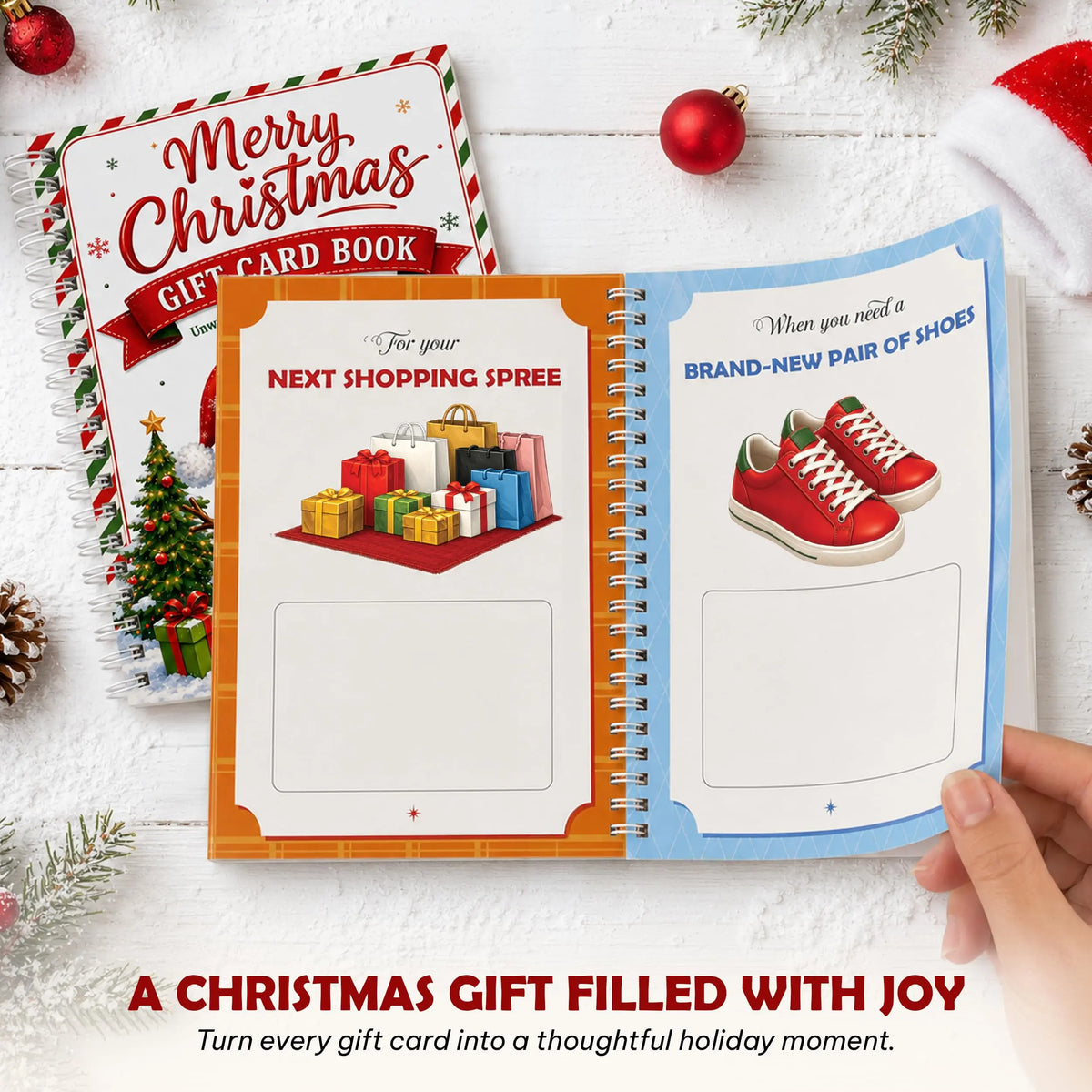 Merry Christmas Gift Card Book For Teens, Adults, 24 Pages Gift Card Holder