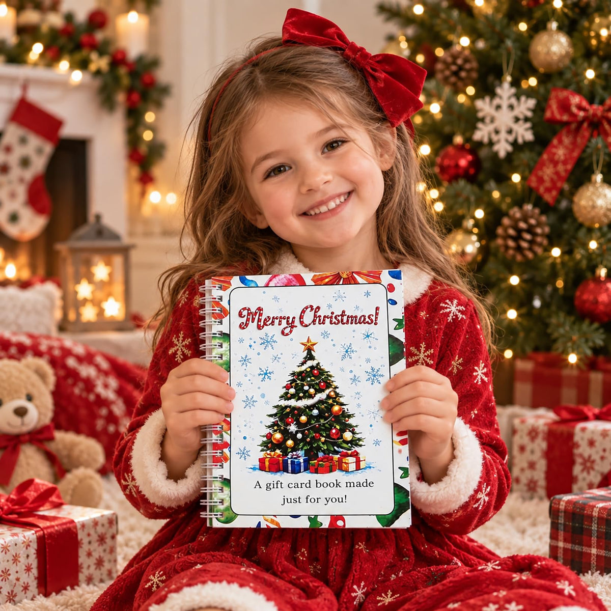 Christmas Gift Card Book, 5x7 Inch Spiral Bound DIY Gift Booklet