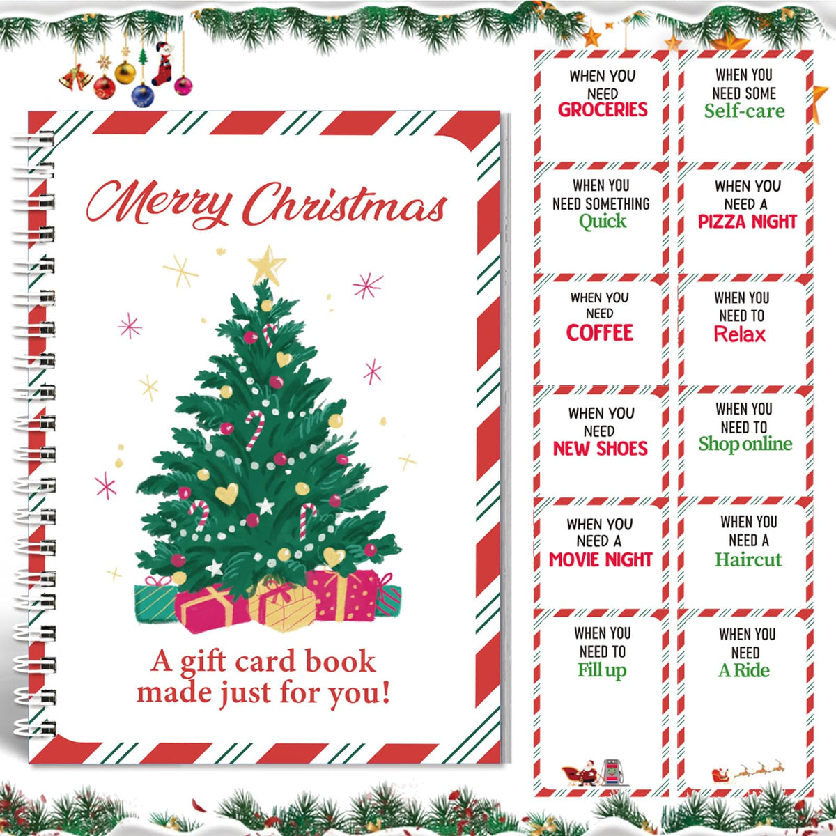 7×5inch Christmas Gift Card Book for Teens Adults Xmas Gift Card Holder
