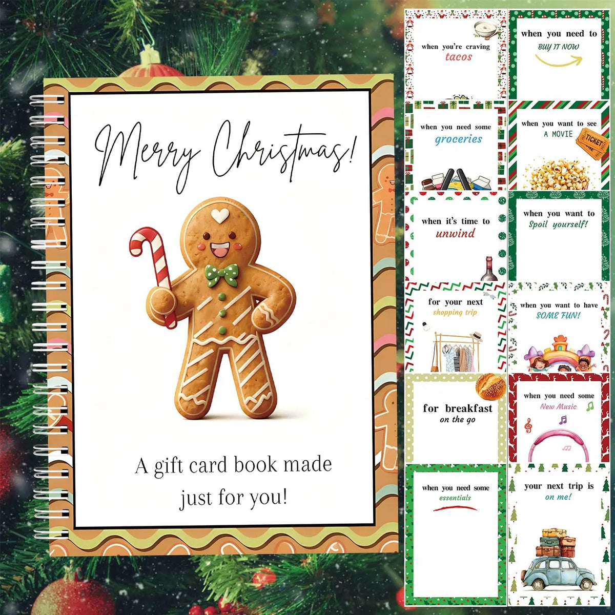 Christmas gingerbread man pattern Gift Card Book