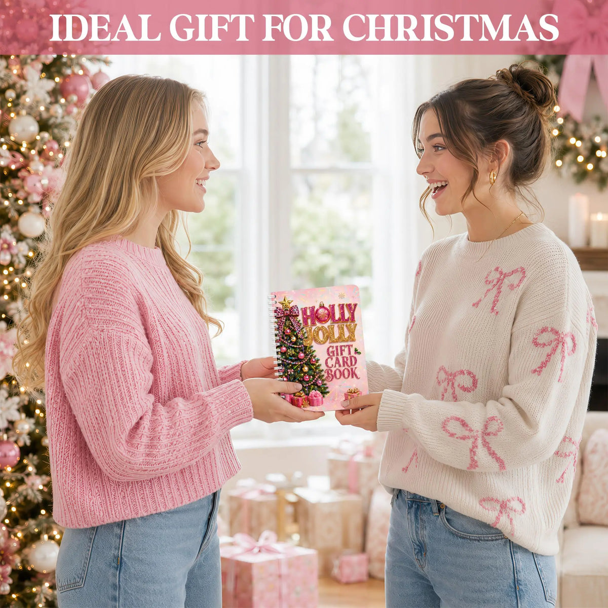Hlolly Jolly Pink Christmas Gift Card Book for Teen, Adults, Kids
