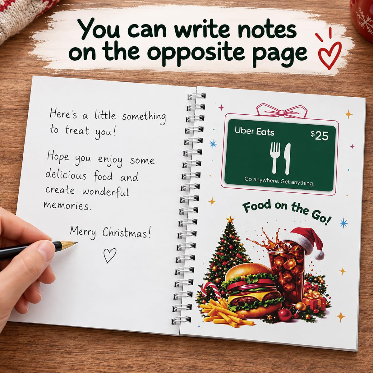 Christmas Gift Card Book, 5x7 Inch Spiral Bound DIY Gift Booklet