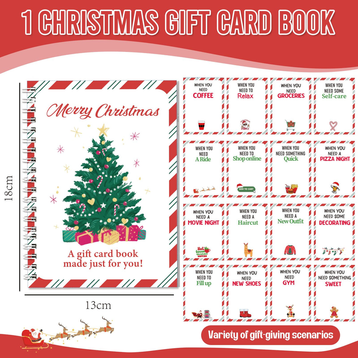 7×5inch Christmas Gift Card Book for Teens Adults Xmas Gift Card Holder