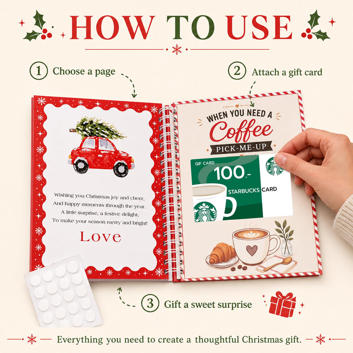 Christmas Gift Card Book for Adults, Teens & Kids, Money Holder for Cash
