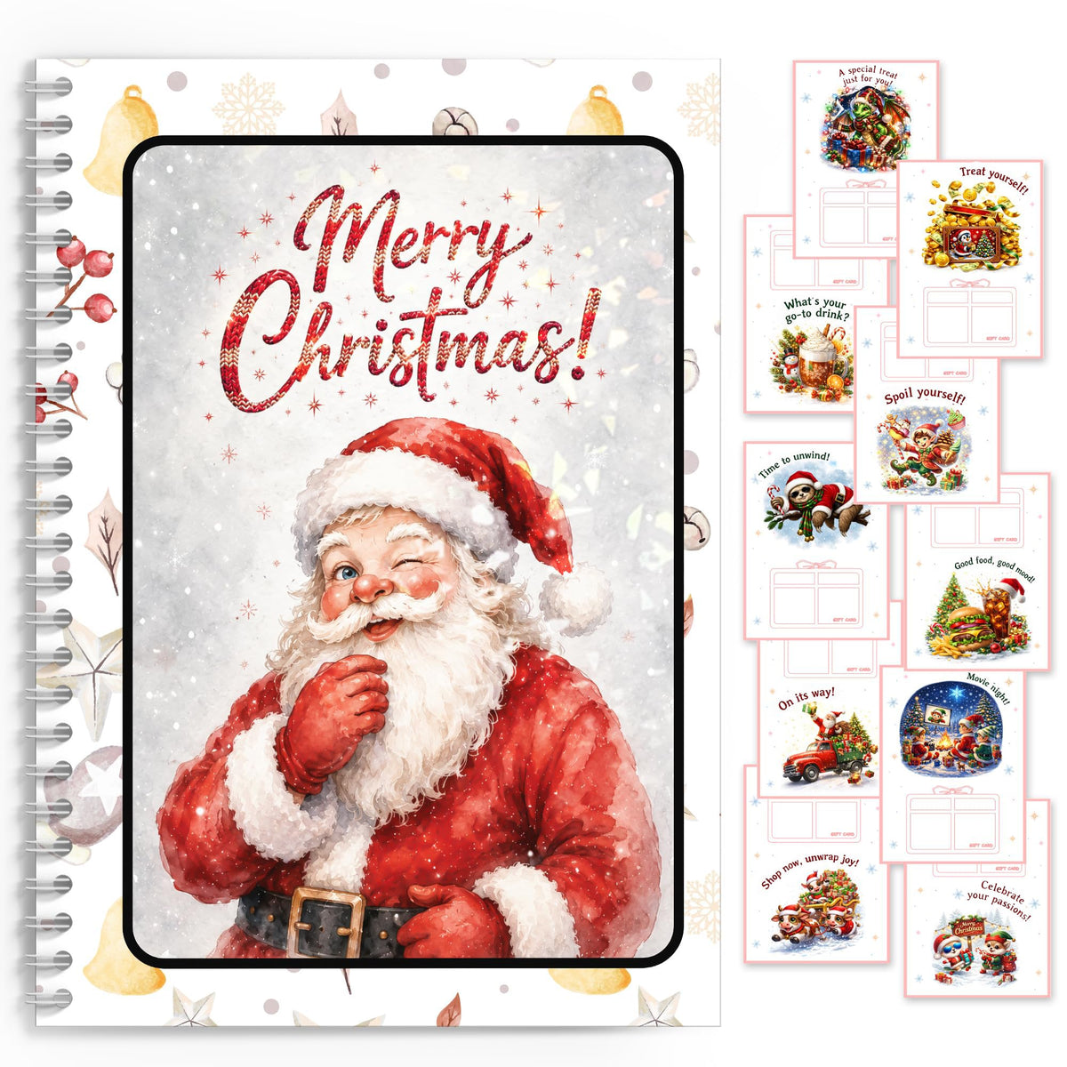 Christmas Gift Card Book for Teens, Santa Merry Christmas Gift Card Holder