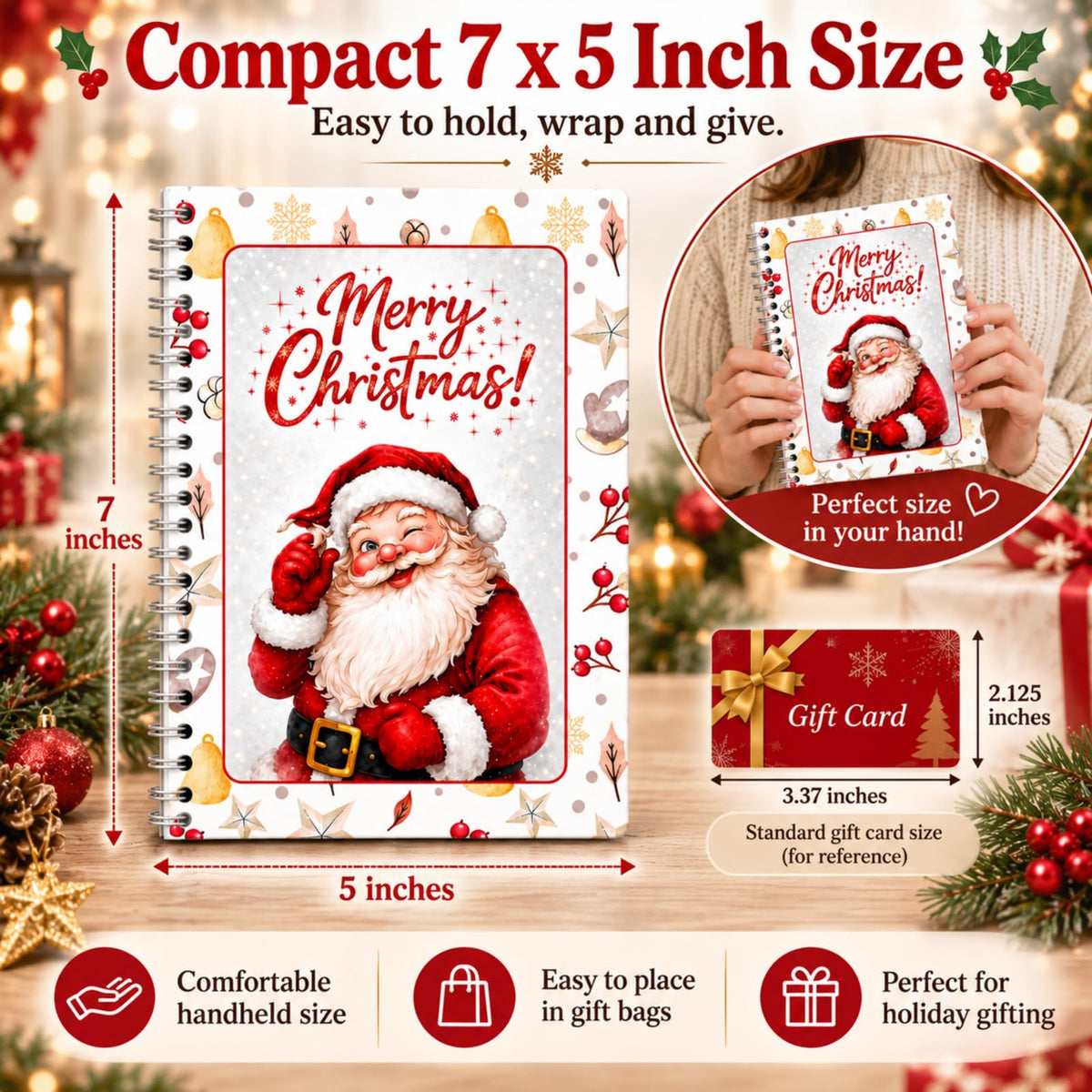 Cute Santa Claus and bell pattern  Gift Card Book