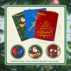 3Pc Gold Christmas patterns Gift Card Book with Envelopes Gifts