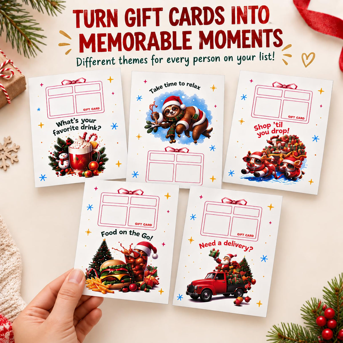 Christmas Gift Card Book, 5x7 Inch Spiral Bound DIY Gift Booklet
