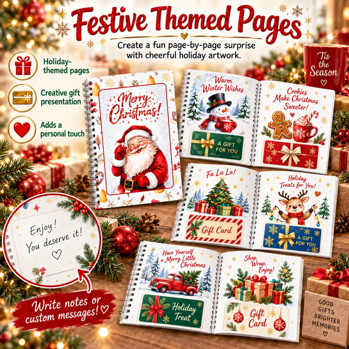 Cute Santa Claus and bell pattern  Gift Card Book