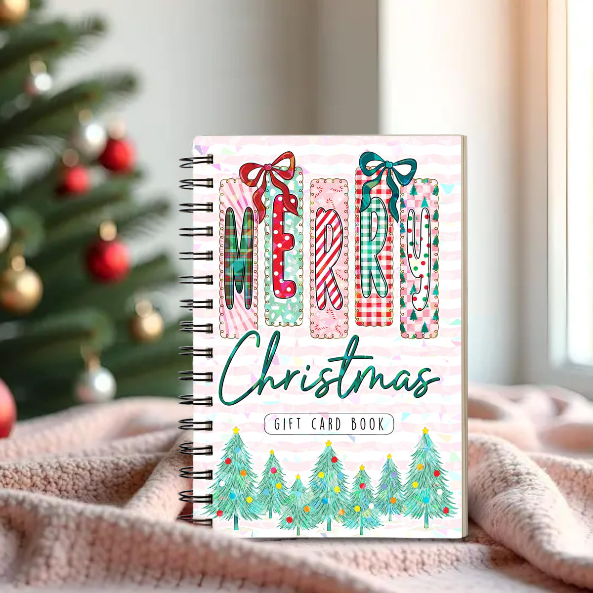 Merry Christmas Gift Card Book (5x7 in), Hologram Cover, 20 Gift Card Pages