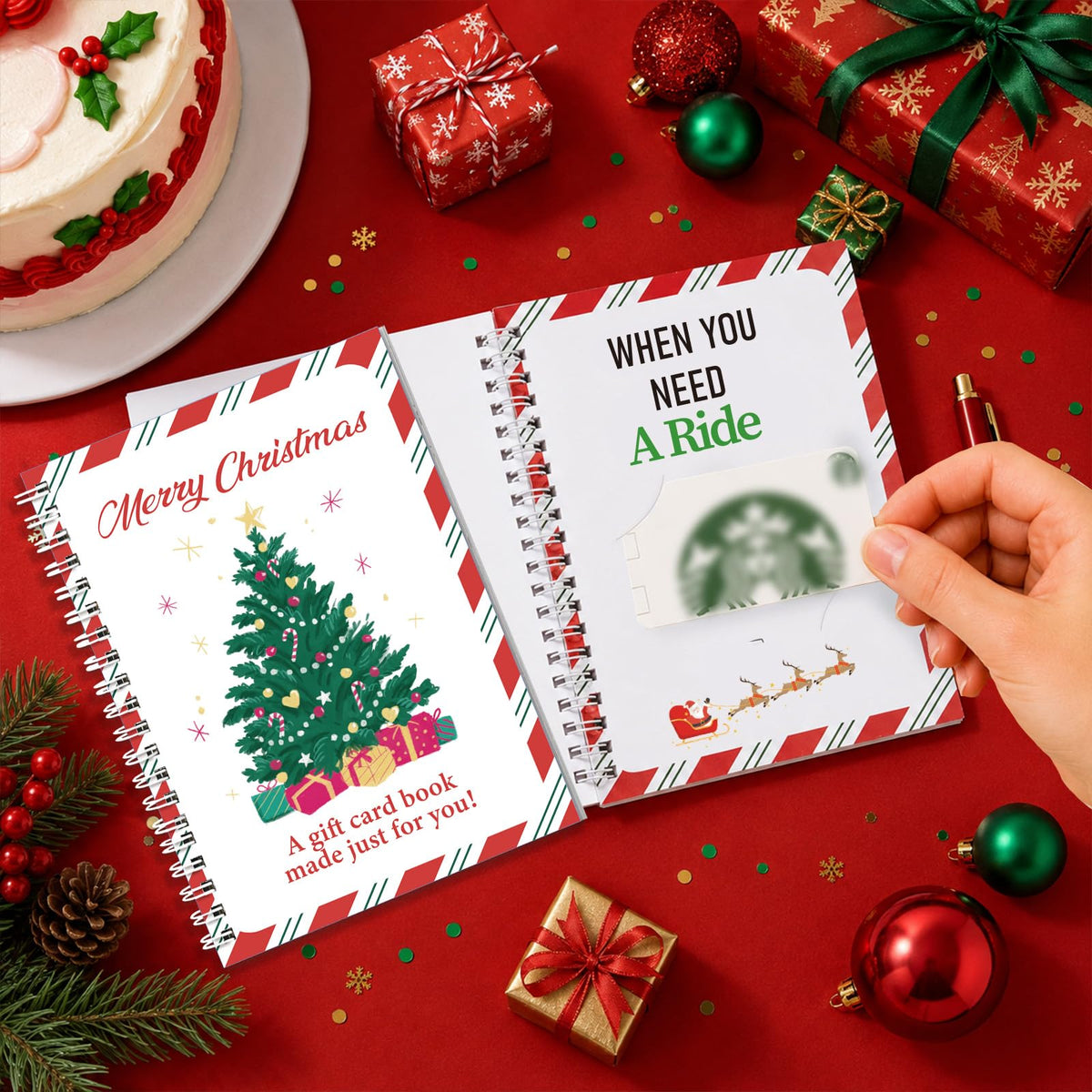 7×5inch Christmas Gift Card Book for Teens Adults Xmas Gift Card Holder