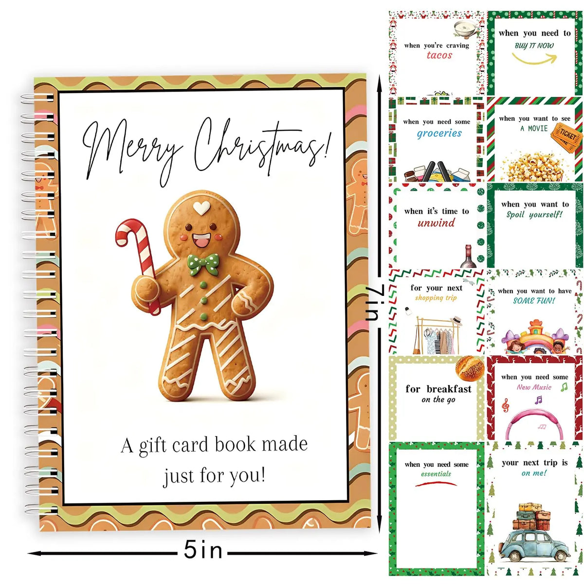 Christmas gingerbread man pattern Gift Card Book