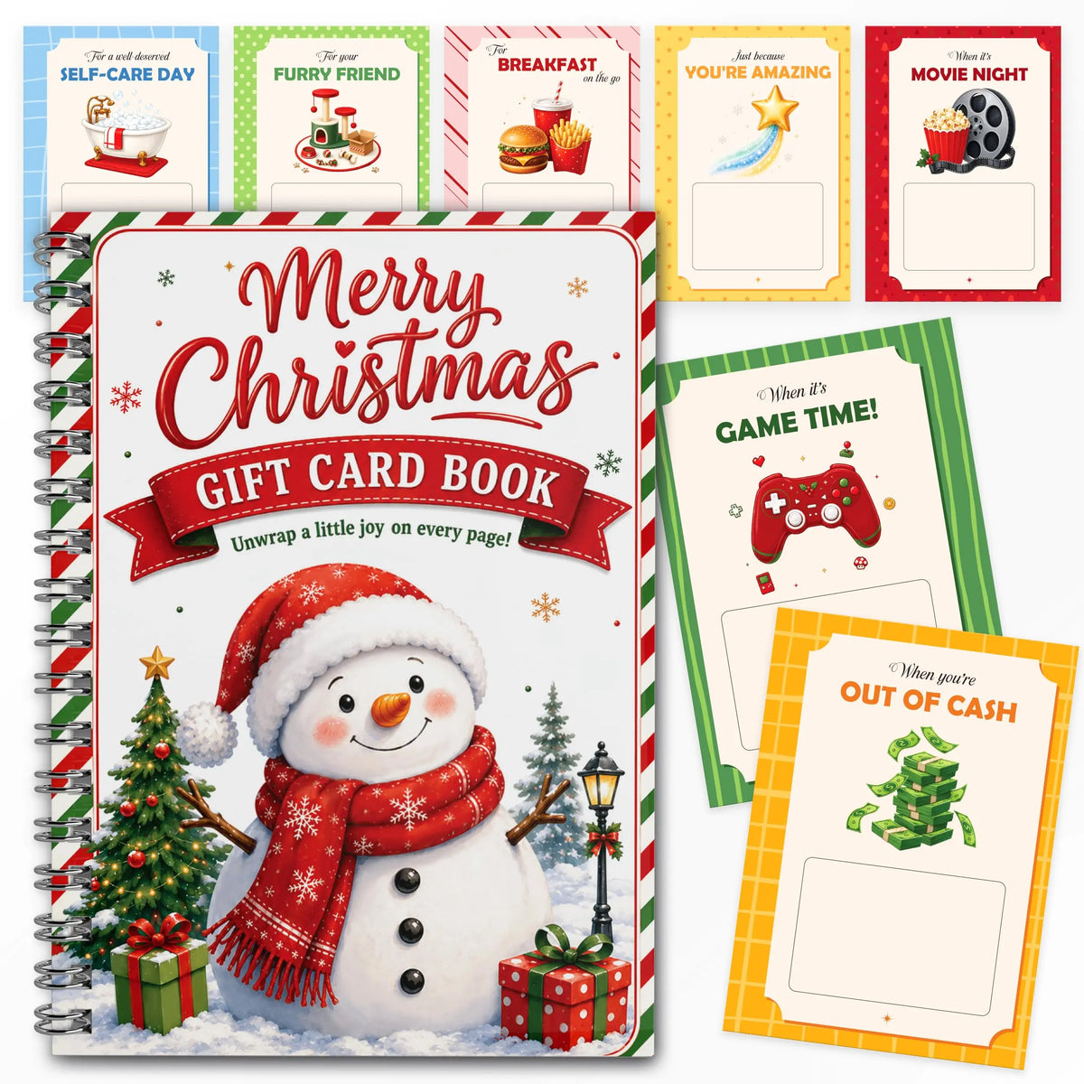 Merry Christmas Gift Card Book For Teens, Adults, 24 Pages Gift Card Holder