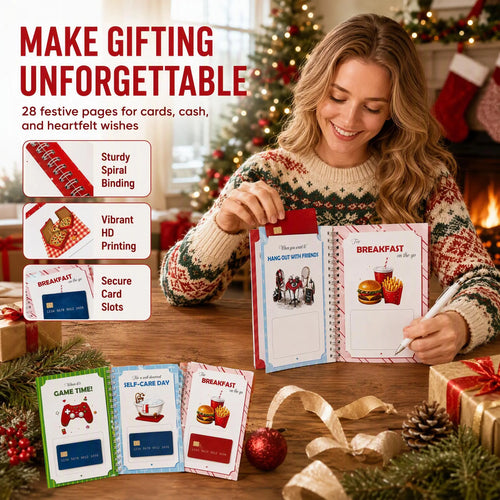 24 Pages Christmas Gift Card Book For Adults Teens (Santa)
