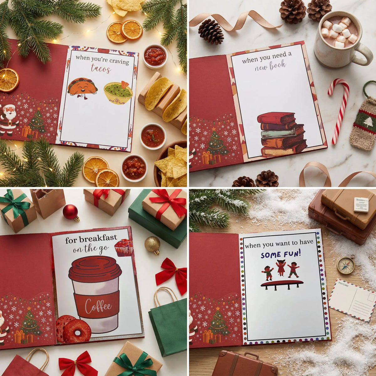 3Pc Gold Christmas patterns Gift Card Book with Envelopes Gifts