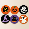 Ghost, black cat and pumpkin punch needle coaster kit finished handmade coasters